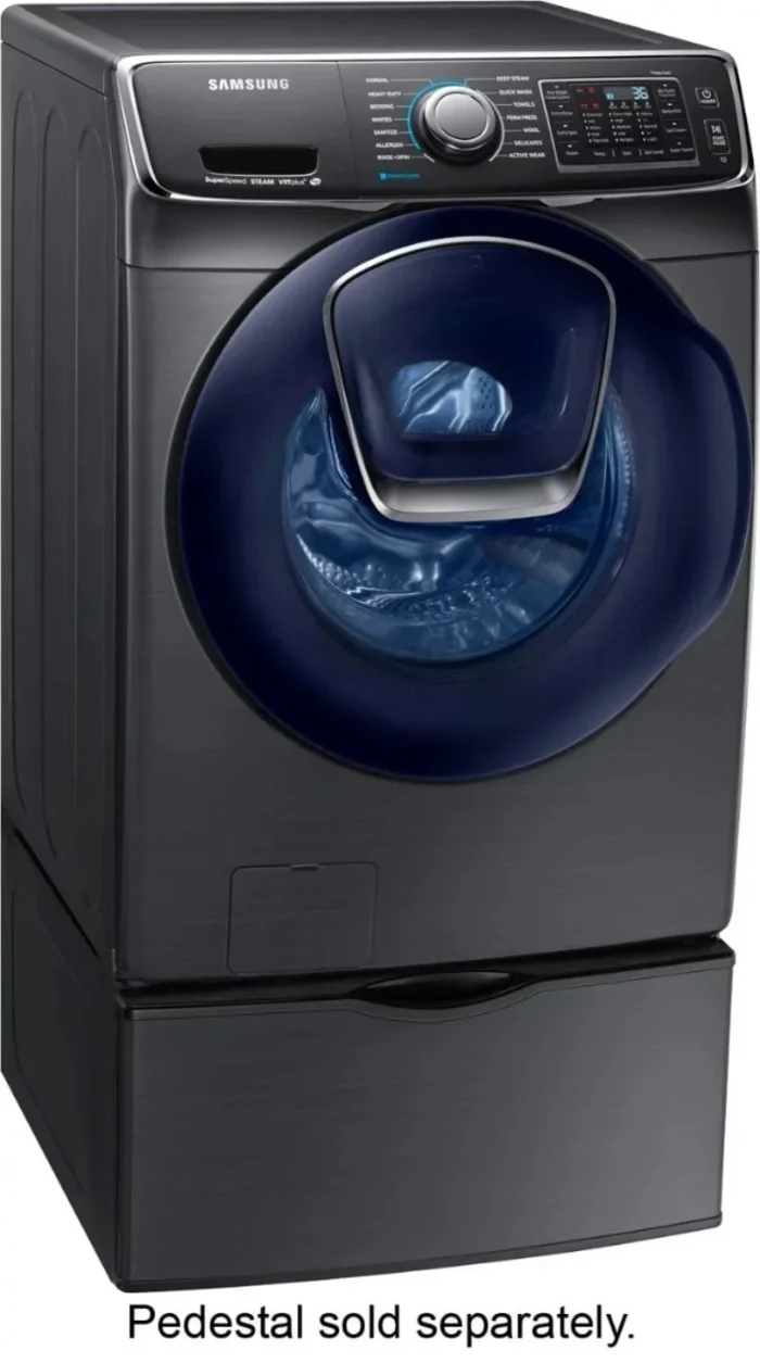 Samsung – 4.5 Cu. Ft. High Efficiency Stackable Front Load Washer with Steam and AddWash – Black stainless steel - Image 4