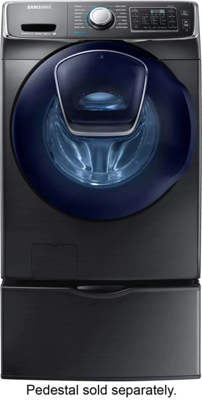 Samsung – 4.5 Cu. Ft. High Efficiency Stackable Front Load Washer with Steam and AddWash – Black stainless steel - Image 7