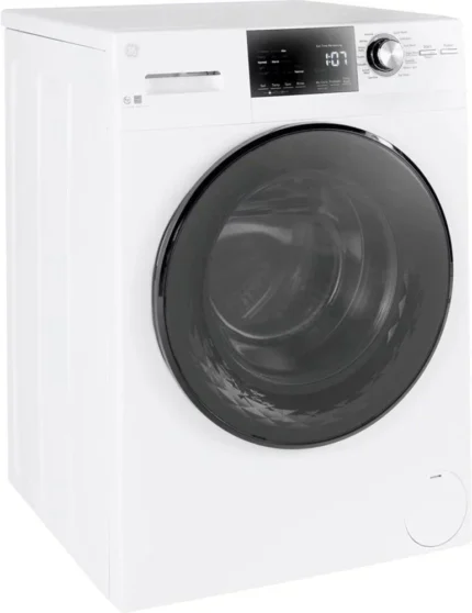 GE – 2.4 Cu. Ft. High Efficiency Stackable Front Load Washer with Steam and Sanitize – White