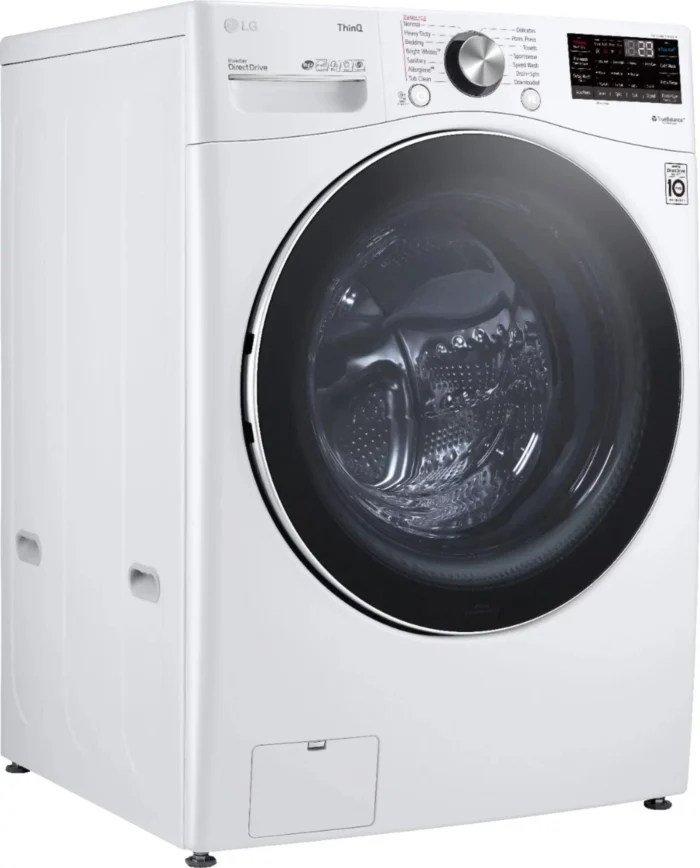 LG – 5.0 Cu. Ft. High-Efficiency Stackable Smart Front Load Washer with Steam and Built-In Intelligence – White - Image 2